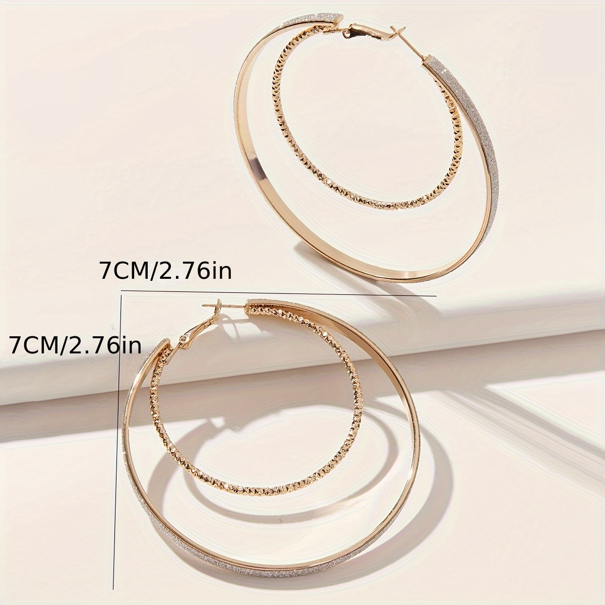 18K Golden Plated Geometric Large Earrings